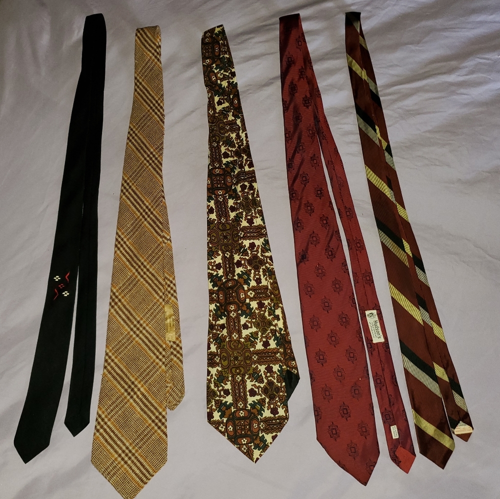 Collection of 5 vintage ties in shades of brown and red